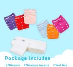 AnAnBaby Reusable Cloth Diapers for Babys, One Size Adjustable Washable Pocket Nappy Covers 6 Pack with 9pcs Microfiber Inserts for Toddler Boys & Girls - Image 7